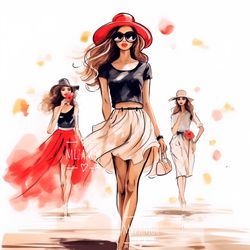 Fashion Illustration for COMMERCIAL USE, Commercial Art, Fashion Clipart, Digital Illustration, Fashion Wall Art Print