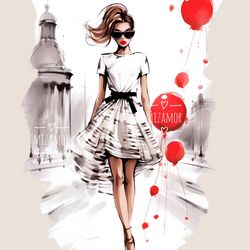 Fashion Illustration for COMMERCIAL USE, Watercolor Fashion Clipart, Digital Illustration, Fashion Wall Art Drawing