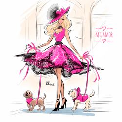 Barbie Fashion Illustration for COMMERCIAL USE, Fashion Clipart, Barbie Doll Fashion Drawing, Fashion Wall Art Print