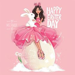 Happy Easter Day Fashion Illustration for COMMERCIAL USE, Digital Illustration, Fashion Clipart, Fashion Wall Art Print