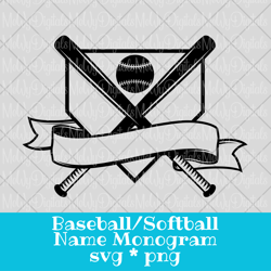 Baseball/Softball Name Monogram SVG PNG