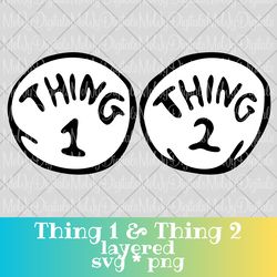 Thing 1 and Thing 2 Layered SVG PNG