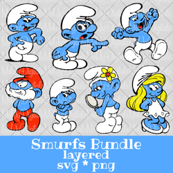 Smurfs Layered SVG PNG Bundle
