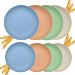 Wheat Straw Plates Sets Unbreakable Reusable Microwave Dinner Plates Sets Plastic Pates Makaron