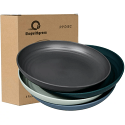 Lightweight Plastic Plates - 4 Pack 10'' Unbreakable Dinner Plates
