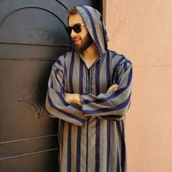 magnifique djellaba bleu marine pour homme cadeau pour homme