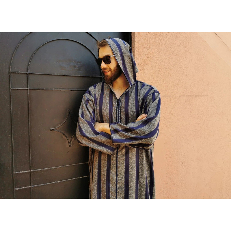 Magnifique Djellaba Bleu Marine Pour Homme Cadeau Pour Homme 0
