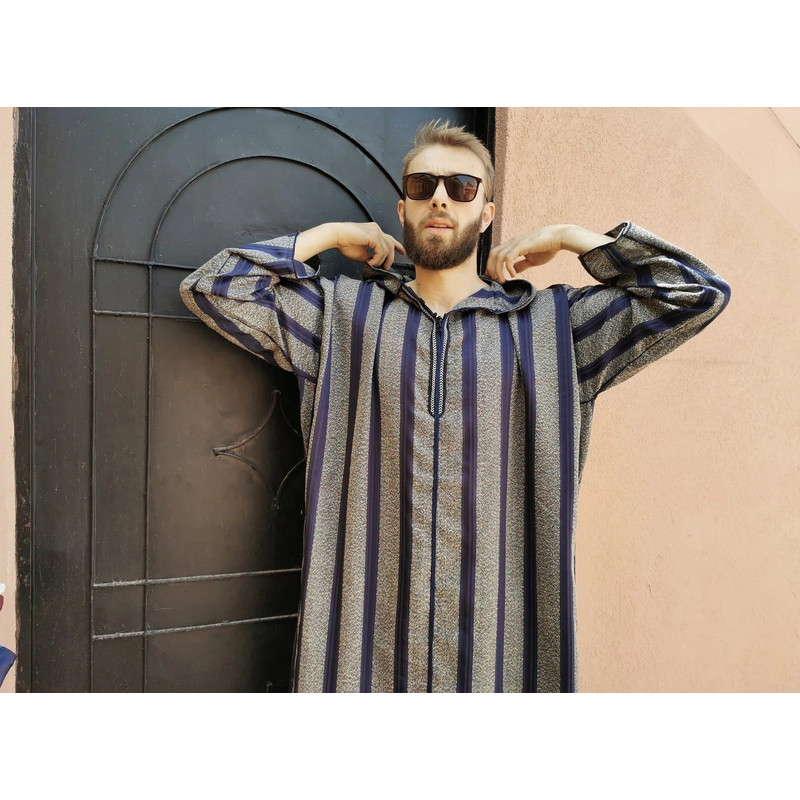 Magnifique Djellaba Bleu Marine Pour Homme Cadeau Pour Homme 1