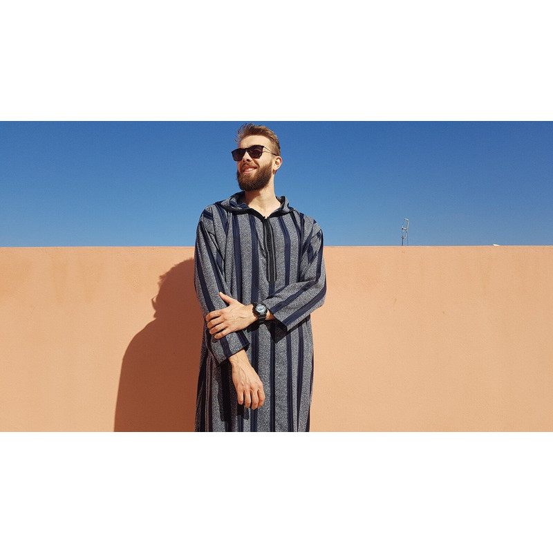 Magnifique Djellaba Marocaine Bleue Majorelle Pour Homme 2