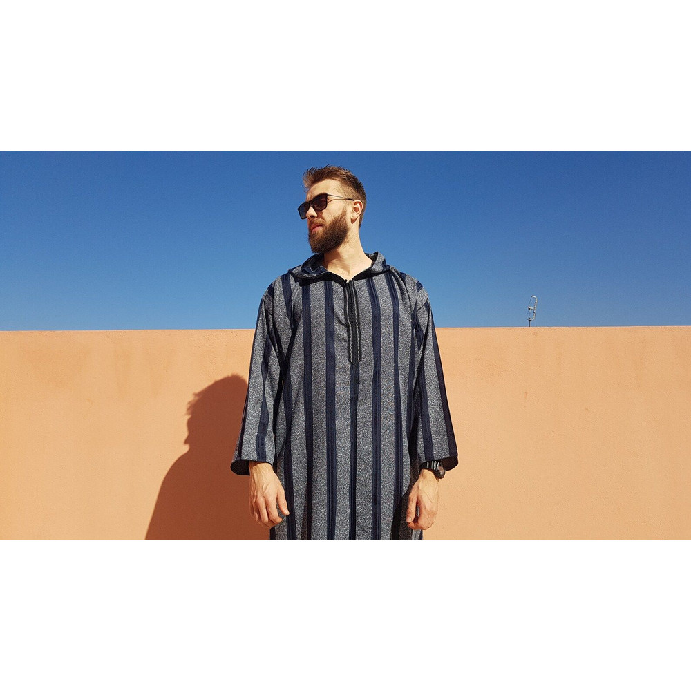 Magnifique Djellaba Marocaine Bleue Majorelle Pour Homme 3