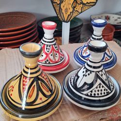 4 pcs - mini tajine marocain safi fabrique a la main - 4 couleurs