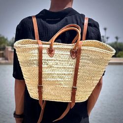 french market garden straw bag moroccan straw handbag with leather handle