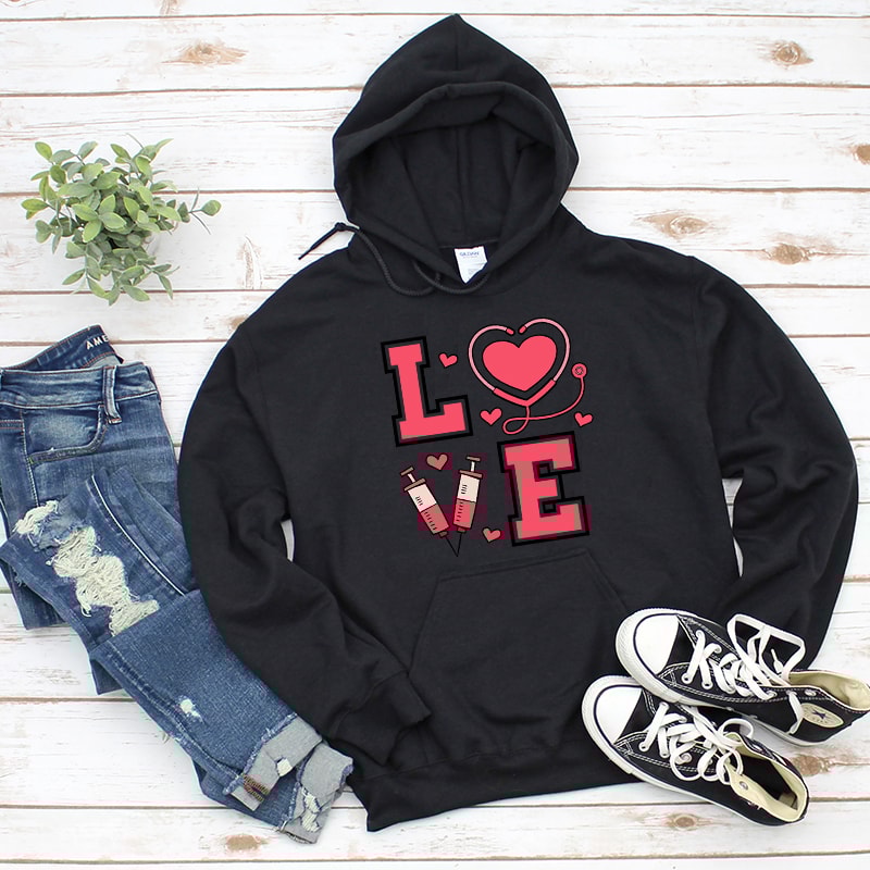 1Retro Love Nurse Valentines Day Graphic Hoodies.jpg