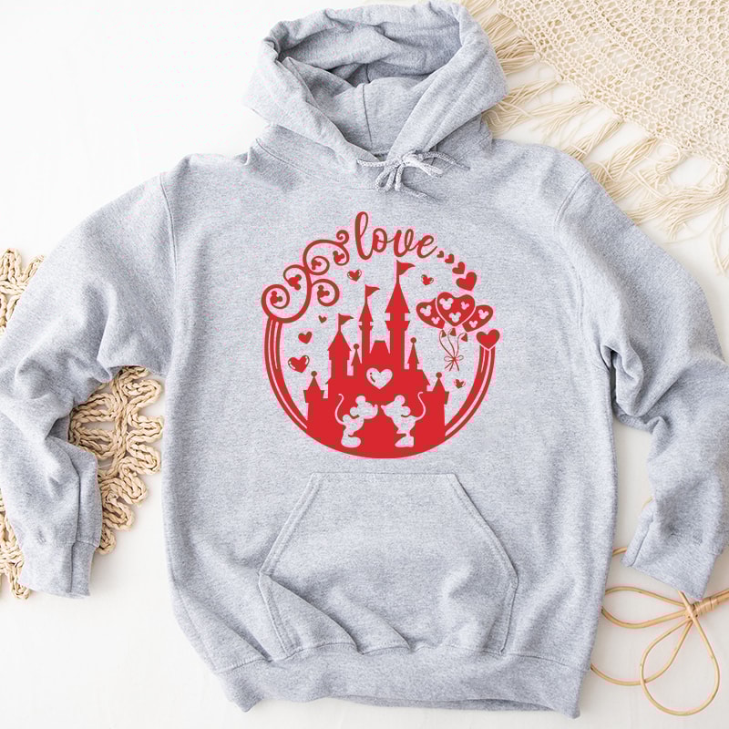 2Retro Mickey Mouse Valentine Castle Graphic Hoodies.jpg