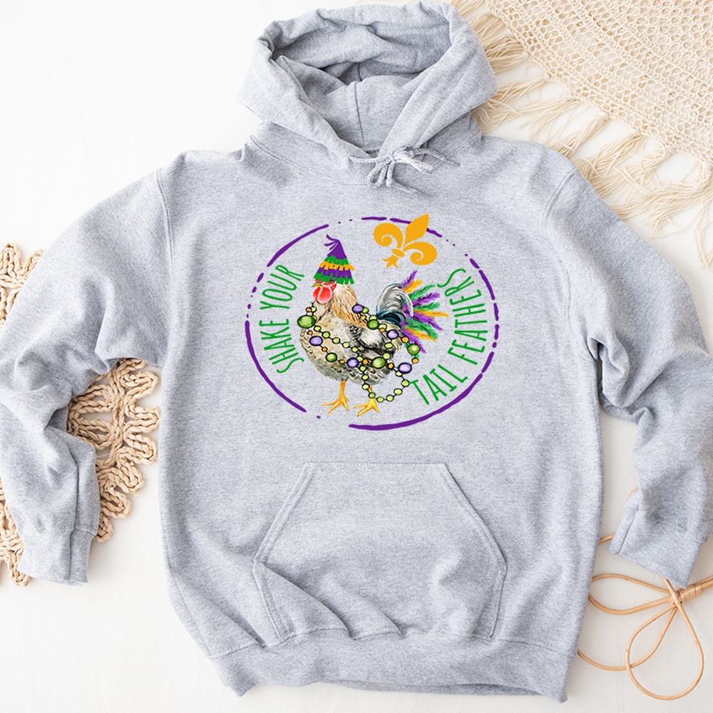 2Shake Your Tail Feat Mardi Gras Chicken Graphic Hoodies.jpg