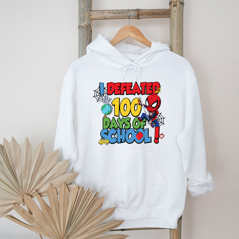 Spiderman I Defeated 100 Days Of School Graphic Hoodies.jpg