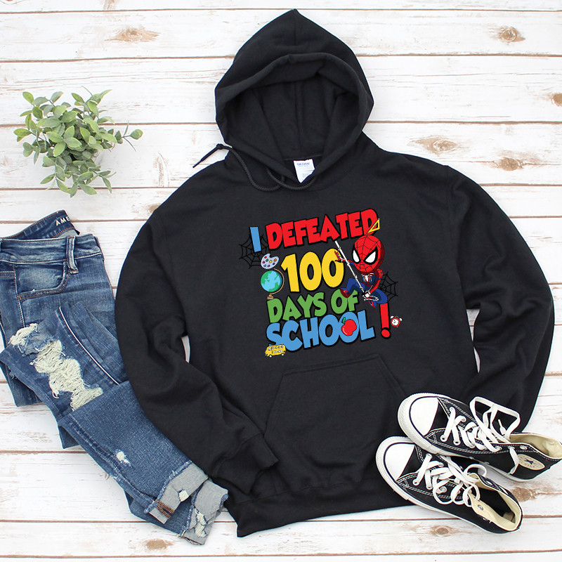 1Spiderman I Defeated 100 Days Of School Graphic Hoodies.jpg