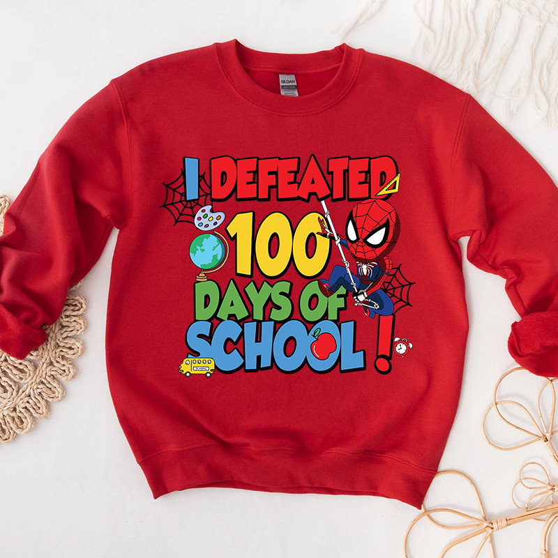 3Spiderman I Defeated 100 Days Of School Graphic Hoodies.jpg