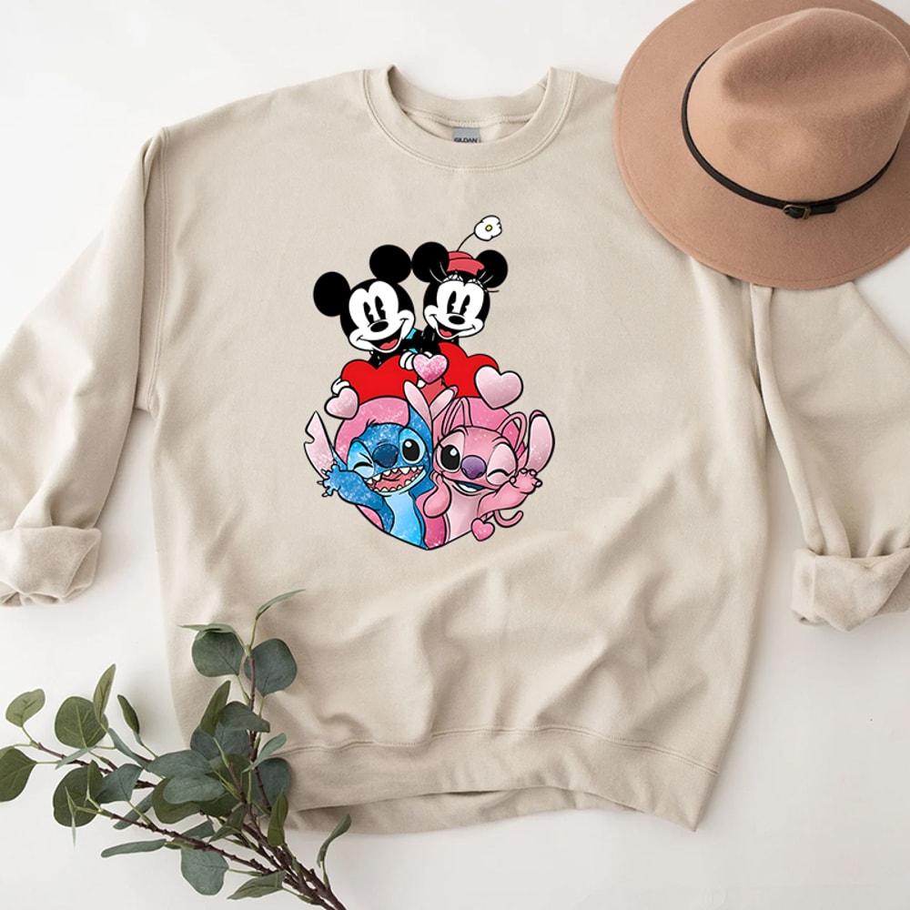 3Mickey Minnie And Stitch Angel Heart Shirt.jpg