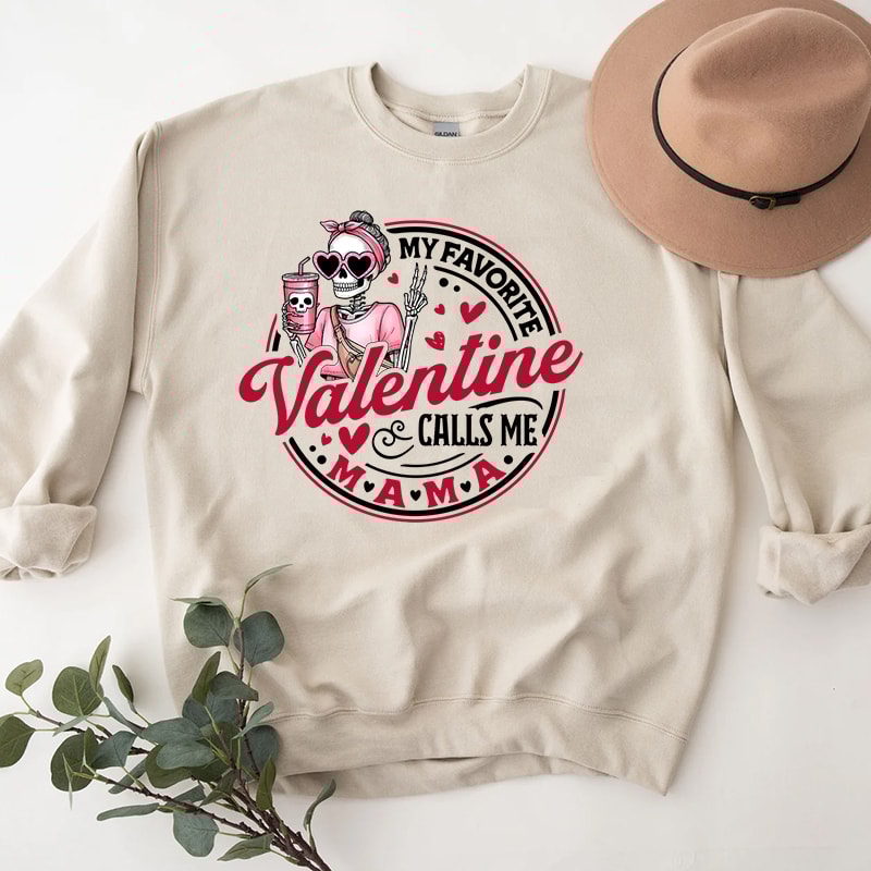 3My Favorite Valentine Calls Me Mama Skeleton Shirt.jpg
