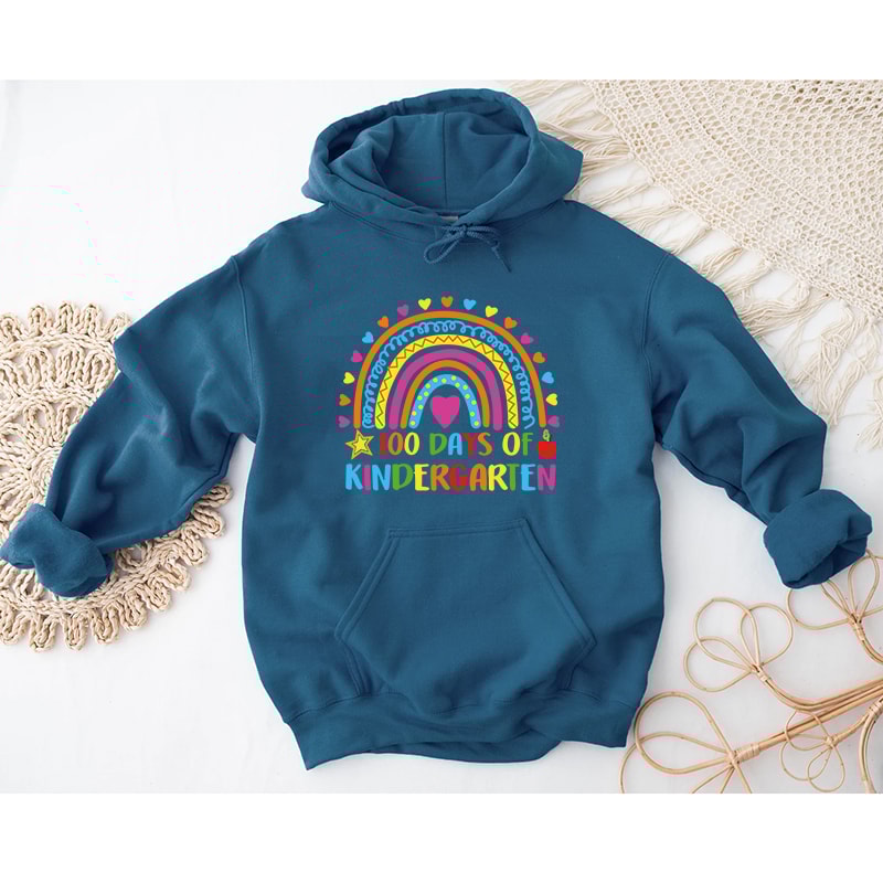 Retro 100 Days Of Kindergarten Rainbow Shirt(2).jpg