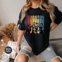 retro sabaton band members black short sleeve t-shirt