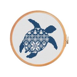 Nordic ornament christmas turtle - cross stitch pattern