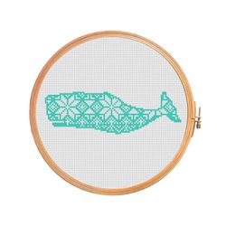 Nordic ornament christmas Whale - cross stitch pattern