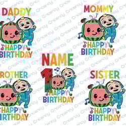cocomelon personalized name and ages birthday svg, cocomelon brithday png,cocomelon family birthday png, watermelonco4 0