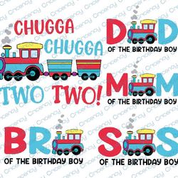 family train birthday svg, boys birthday matching family birthday svg, chugga chugga two two birthday svg, digital downl