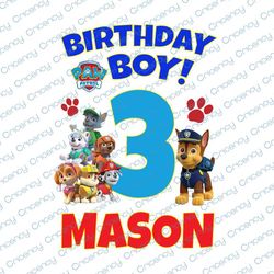 personalized name and ages, paw patrol chase birthday png, paw patrol birthday png family birthday raglan cus4 16