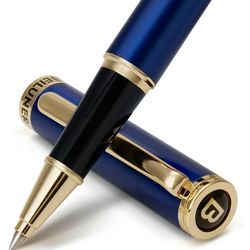 Luxury Rollerball Pen,24K Gold Trim,Noble and Elegant Designs Professional, Executive Office, Nice Pens. Blue&Gold