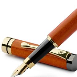 Fountain Pen Set - Cherry Wood Medium Nib 6 Ink Cartridges Ink Refill Converter : Cherry Wood