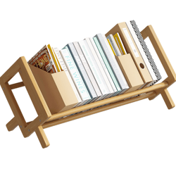 Bamboo Desktop Bookshelf, Desk Organizer, Mini Wooden Bookcases, Book Display Rack for Kids