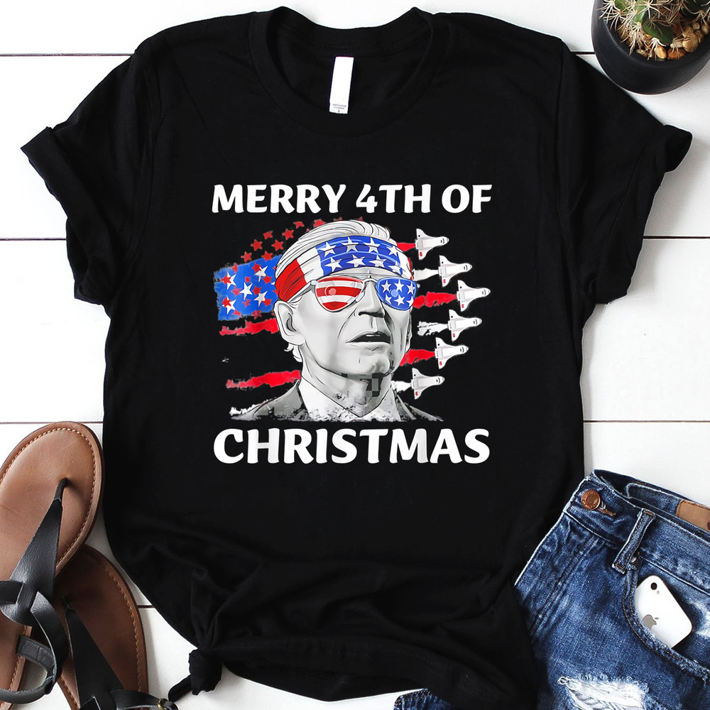 Funny Merry 4th Of Christmas Funny Biden 4th Of July T-Shirt .png