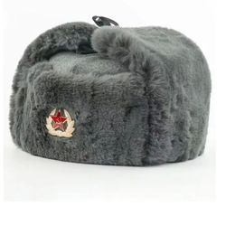Gray Ushanka Winter  Fur Hat Made in Russia USSR Military Soviet Army Soldier