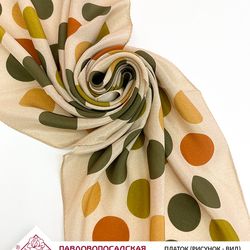 Original PAVLOVO POSAD SHAWL, Silk scarf, size 65x65 cm, 10337-2