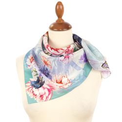 Original PAVLOVO POSAD SHAWL, Silk scarf, size 65x65 cm, 11020-2