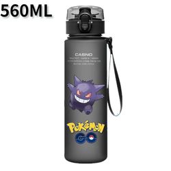 Pokemon 560ML Water Cup - Anime Portable Children's Cute Pikachu Plastic Cartoon Outdoor Sports Water Bottle - Large Cap