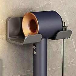 Bathroom Wall Mounted Hair Dryer Holder - Shower Storage Rack - Self-adhesive Plastic - Household Washroom Organization