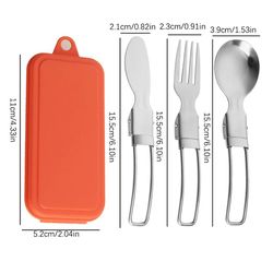 3pcs/box New 304 Stainless Steel Folding Cutlery Knife, Fork, and Spoon Set - Outdoor Picnic Camping Portable Tableware