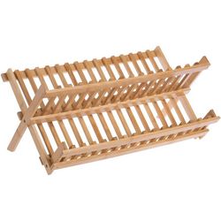 Folding Dish Rack - Bamboo Drying Rack Holder - Utensil Drainer Drainboard - Drying Drainer Storage Kitchen Organizer Ra