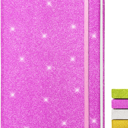 Hardcover Notebook for Women , Glitter Lined Notebook with Elastic Band Office School