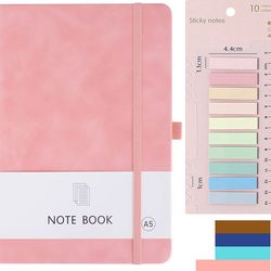 Hardcover Leather Notebook A5 with Colorful Index Tabs, Executive Journal Notebook with Pen Loop and Elastic Closure