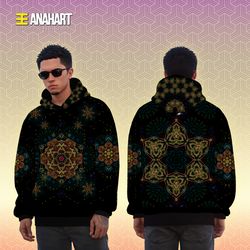Blacklight fullprint hoodie Forest Elf Psywear Rave Sweater by Anahart