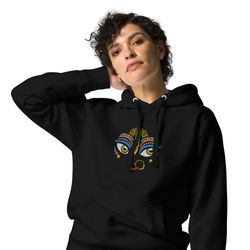 Staple hoodie with large embroidery Krishna Durga Eyes by Alex Anahart