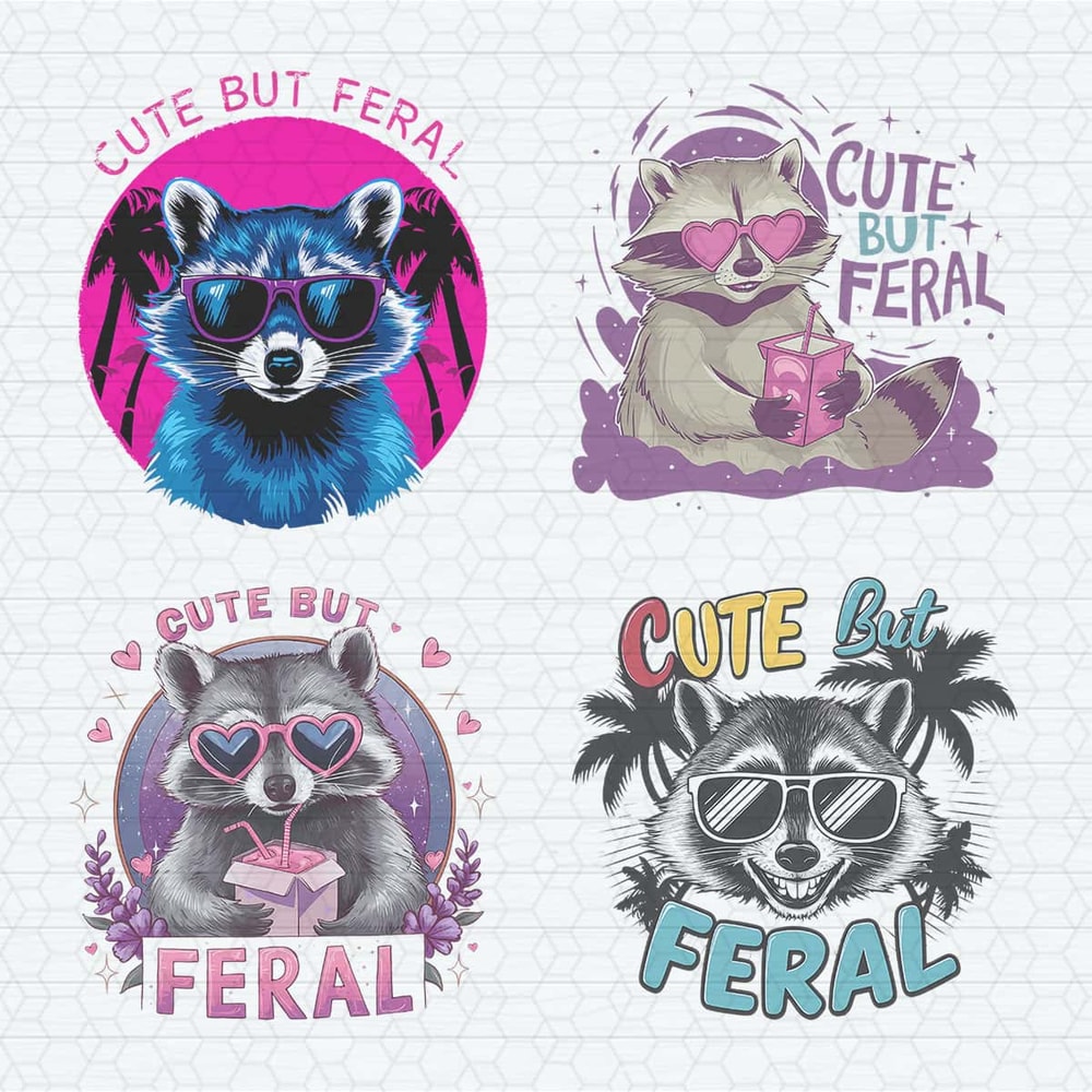 Cute But Feral Racoon Meme PNG Bundle.jpg