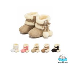 Bowknot Toddler Boots with Plush Lining Rubber Soft Sole for Warm Winter Outings