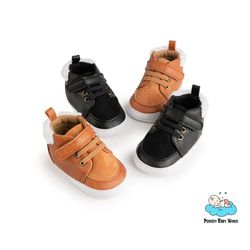 Casual PU Leather Indoor Baby Toddler Boy Shoes with Soft Cotton Bottom