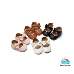 elegant bowknot mary jane baby girl shoes: pu leather, soft rubber sole, perfect